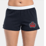 Soffe Shorts Svart- med Viqueens krone i rødt glitter og Sequin